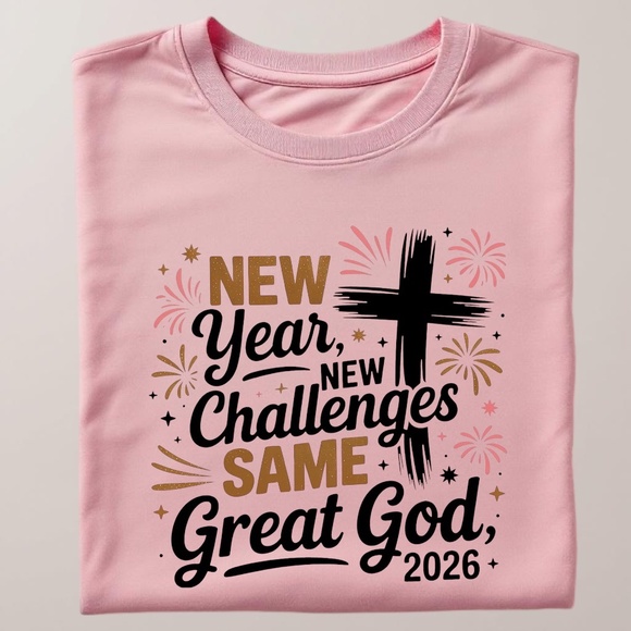 Gildan Tops - Same Great GOD 2026 Faith New Year T-shirt long sleeve S  New pink